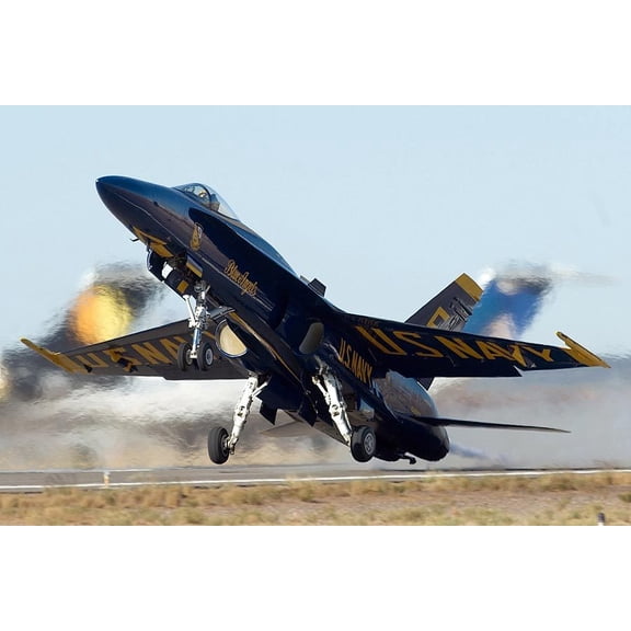 U.S. Navy Blue Angels Jet Takeoff Style - A - 20x30 Inch Laminated Aviation Poster - Stunning Detail and Bold Colors