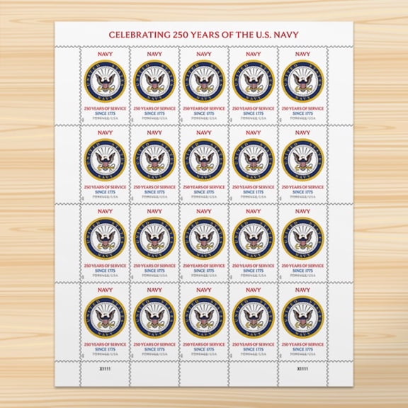 U.S. Navy Celebrating 250 Years Forever Postage Stamp 2 Sheets of 20 US First Class Service Patriotic Country America Military Branch USA Celebrate Wedding Party (40 Stamps)