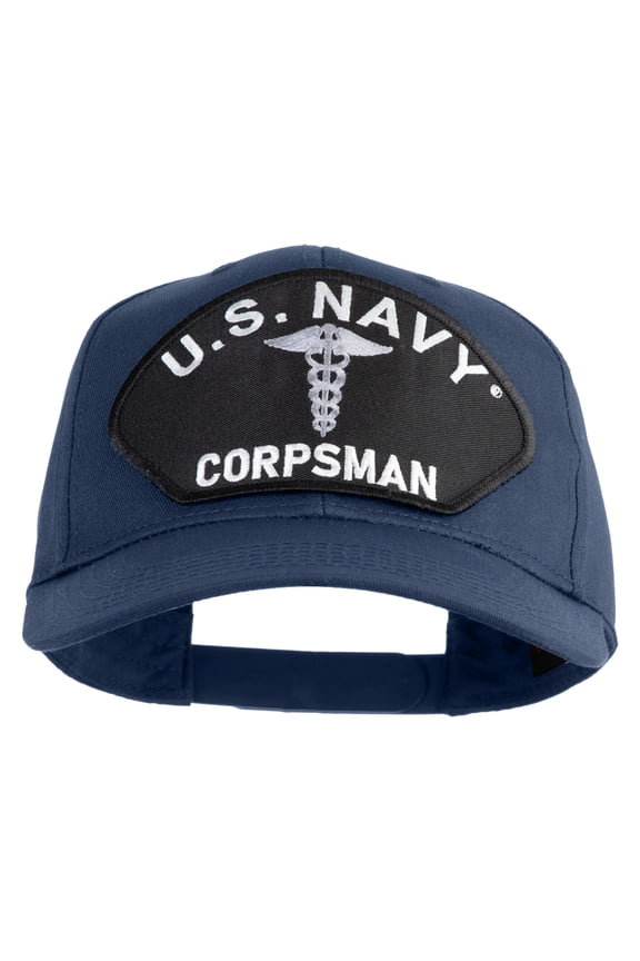 U.S. Navy Corpsman Patched Solid Cotton Twill Pro Style Cap - Navy OSFM