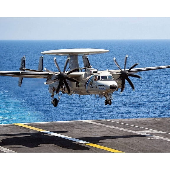 U.S. Navy E-2D Hawkeye on USS Harry S. Truman Style -1 - 12x18 Inch Laminated Aviation Poster - Stunning Detail and Bold Colors
