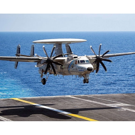 U.S. Navy E-2D Hawkeye on USS Harry S. Truman - 12x18 Inch Laminated Aviation Poster - Stunning Detail and Bold Colors