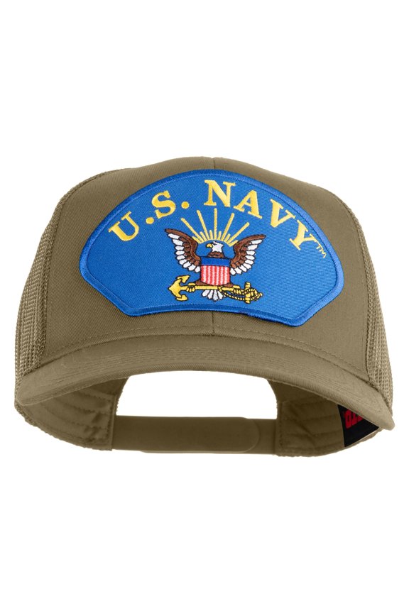 U.S. Navy Eagle Blue Patched Solid Cotton Twill Mesh Prostyle Cap - Khaki OSFM