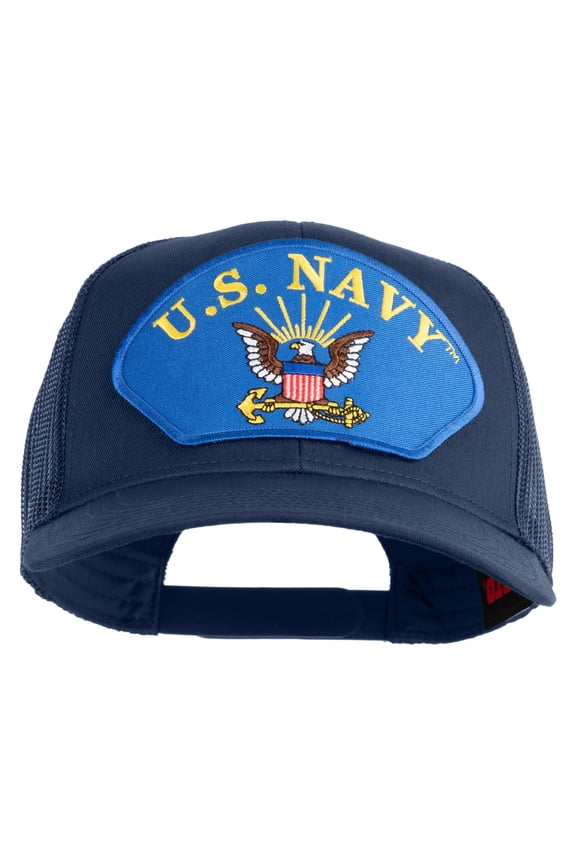 U.S. Navy Eagle Blue Patched Solid Cotton Twill Mesh Prostyle Cap - Navy OSFM