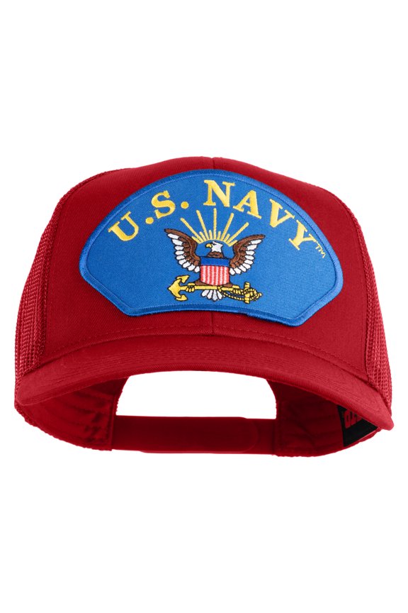 U.S. Navy Eagle Blue Patched Solid Cotton Twill Mesh Prostyle Cap - Red OSFM