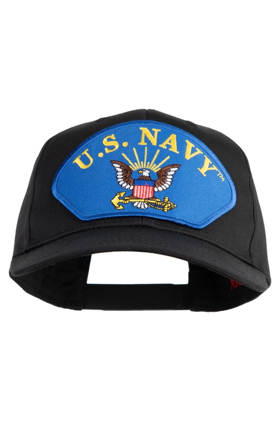 U.S. Navy Eagle Blue Patched Solid Cotton Twill Pro Style Cap - Black OSFM