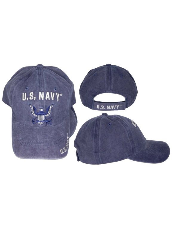 U.S. Navy Eagle Emblem Blue Cotton Adjustable Embroidered Cap Hat - Licensed