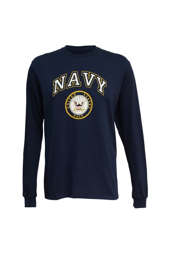 U.S. Navy Emblem Men's Graphic Print Long Sleeve T-Shirt in Navy, Medium