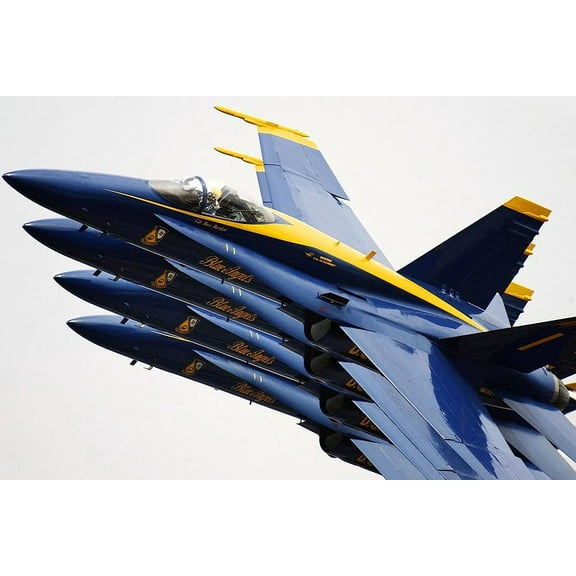 U.S. Navy F-18 Blue Angels Echelon Parade Style - B - 20x30 Inch Laminated Aviation Poster - Stunning Detail and Bold Colors