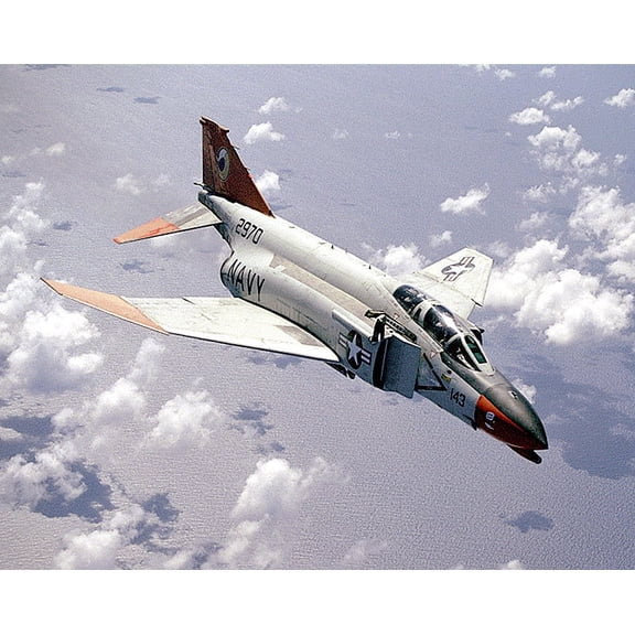 U.S. Navy F-4 Phantom in Flight - 24x36 Inch Glossy Laminated Aviation Poster - Stunning Detail and Bold Colors