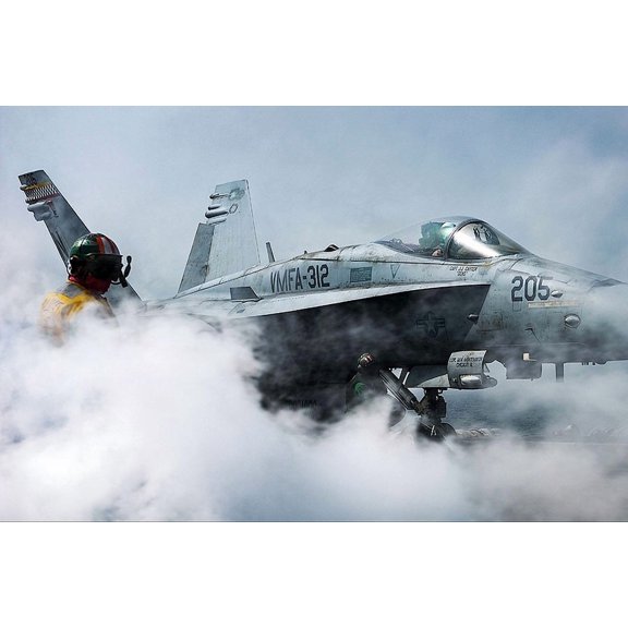 U.S. Navy F/A-18C Hornet Prepares to Launch - 12x18 Inch Laminated Aviation Poster - Stunning Detail and Bold Colors