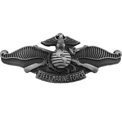 U.S. Navy Fleet Marine Force FMF Regulation Size Silver Oxidized Genuine Badge