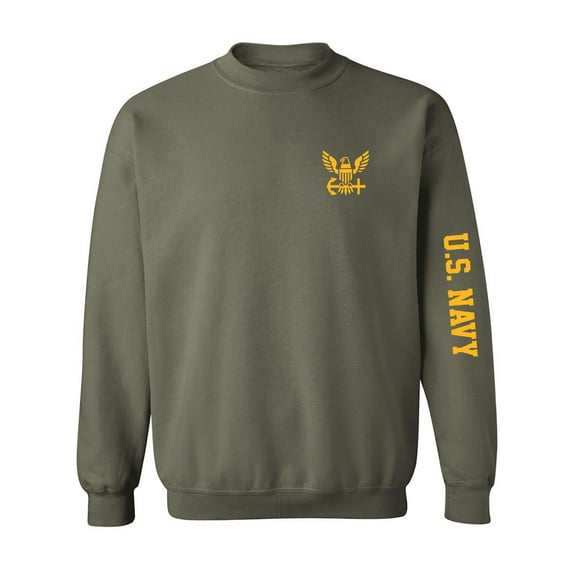 U.S. Navy Gold Sleeve Print Crewneck Sweatshirt