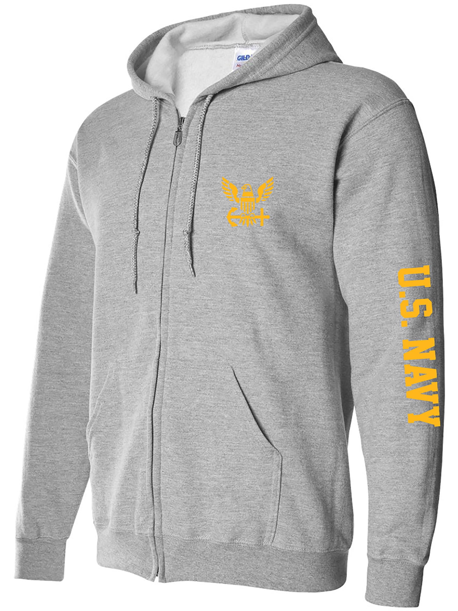 U.S. Navy Gold Sleeve Print Full-Zip Hooded Sweatshirt