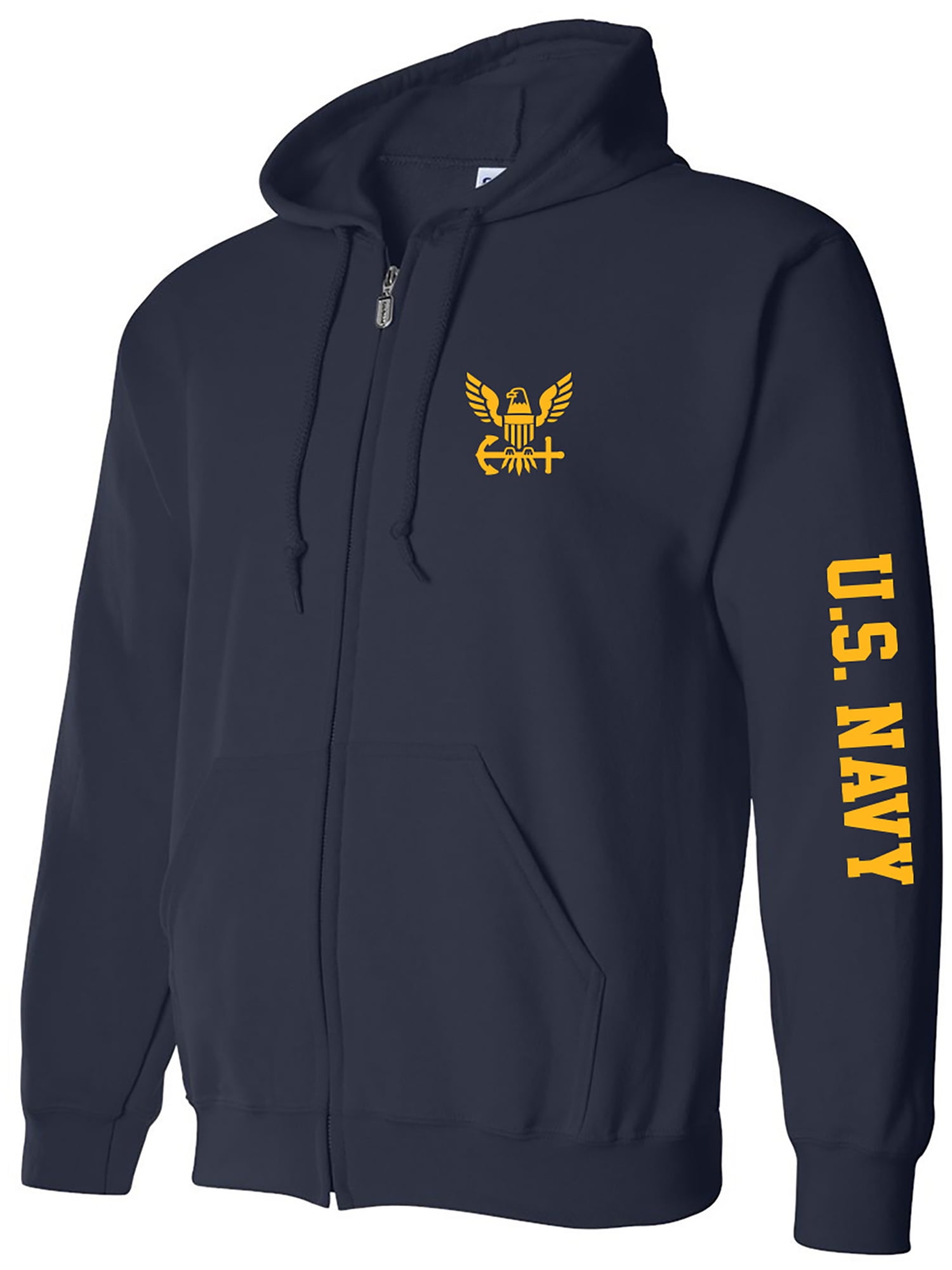 U.S. Navy Gold Sleeve Print Full-Zip Hooded Sweatshirt