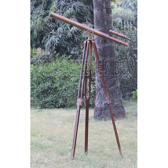 U.S. Navy Griffith Antique Tripod Telescope Double Barrel Nautical Decorative (Double Barrel Tube (Height:65 Inches))