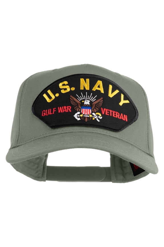U.S. Navy Gulf War Veteran Patched Solid Cotton Twill 5 Panel Prostyle Snap Cap - Grey OSFM