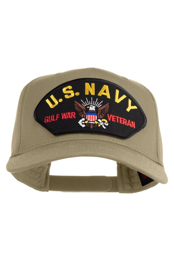 U.S. Navy Gulf War Veteran Patched Solid Cotton Twill 5 Panel Prostyle Snap Cap - Khaki OSFM
