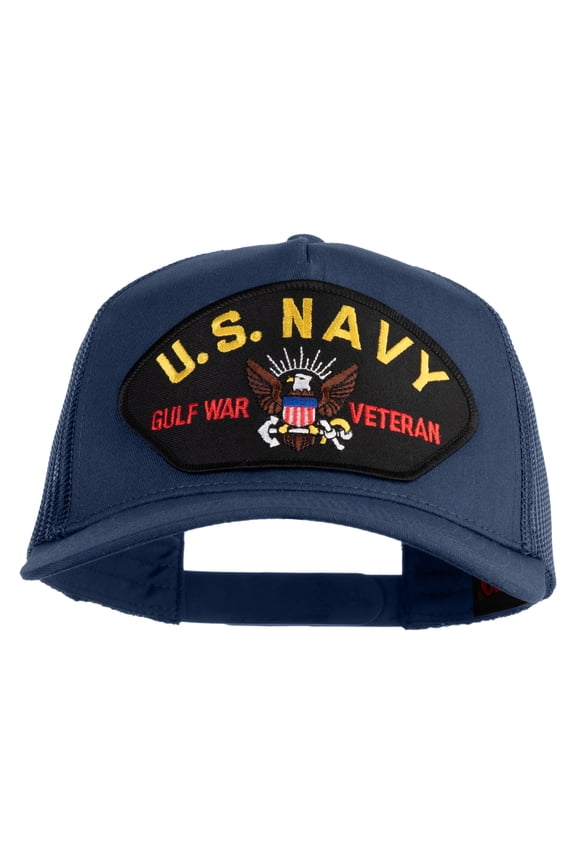 U.S. Navy Gulf War Veteran Patched Solid Cotton Twill 5 panel Mesh Back Cap - Navy OSFM