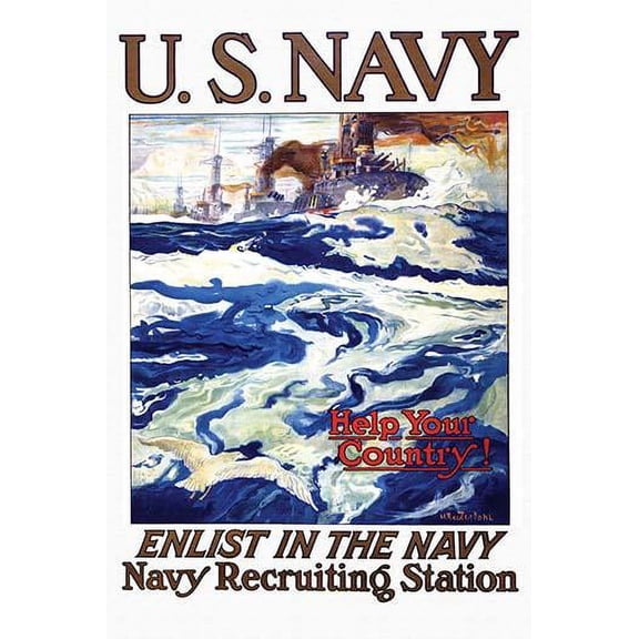 U.S. Navy - Help your country! Enlist in the Navy- Fine Art Canvas Print (20" x 30")