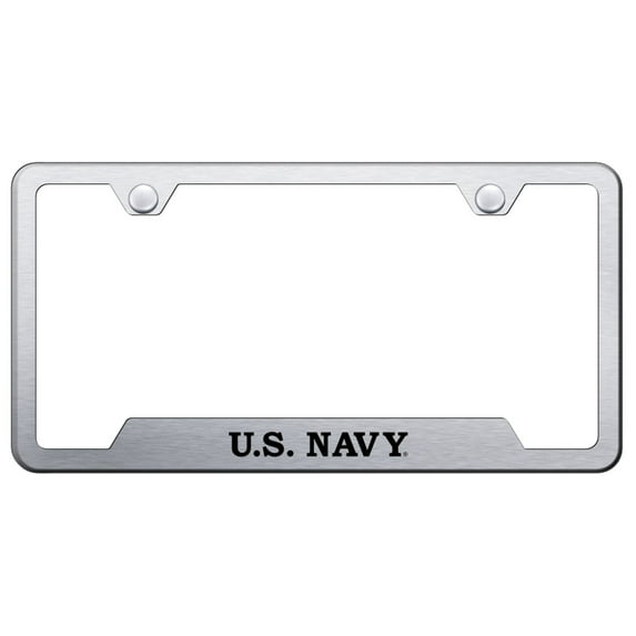 U.S. Navy Laser Etched Logo Cut-Out License Plate Frame (Brushed Chrome)