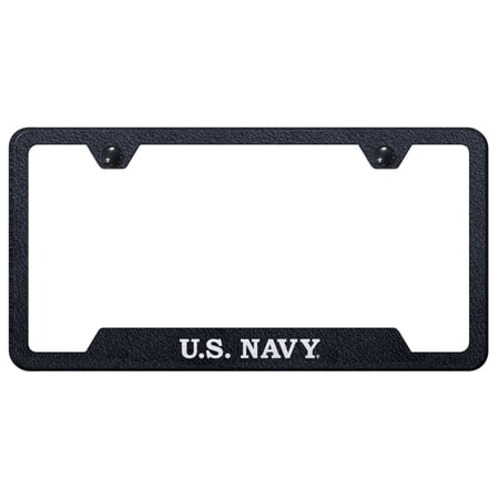 U.S. Navy Laser Etched Logo Cut-Out License Plate Frame (Rugged Black)