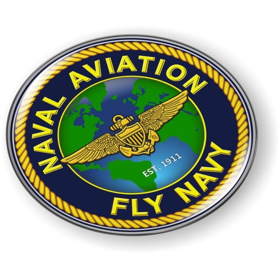 [U.S. Navy Officially Licensed Product] - Fly Navy Naval Aviation 3D Domed CAR Emblem Badge Sticker Round