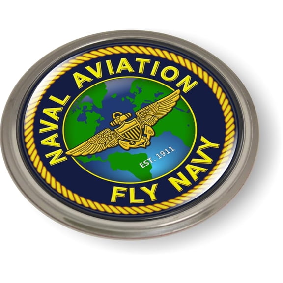 [U.S. Navy Officially Licensed Product] - Fly Navy Naval Aviation 3D Domed CAR Emblem Badge Sticker Round