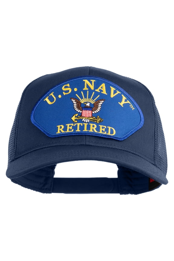 U.S. Navy Retired Blue Patched Solid Cotton Twill Mesh Prostyle Cap - Navy OSFM