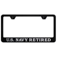 thumbnail image 1 of U.S. Navy Retired Laser Etched Logo Stainless Steel License Plate Frame (Black), 1 of 3