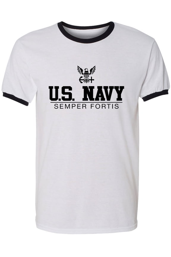 U.S. Navy Semper Fortis Adult Short Sleeve Ringer T-shirt