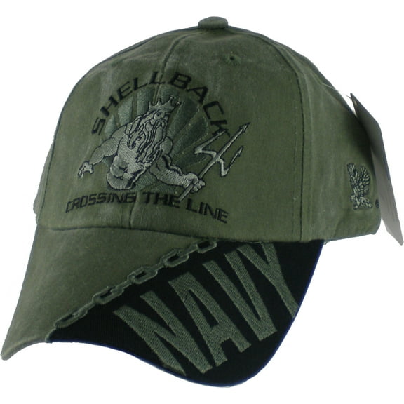 NEW Navy Shellback "Crossing the Line" OD Green Low Profile Cap