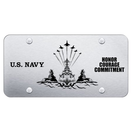 U.S. Navy Theme Laser Etched Logo License Plate (Chrome)