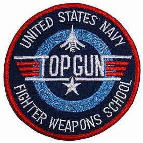 U.S. Navy, Top Gun Fighter Weapons School Patch - Embroidered Iron-on / Sew-on Rayon Patch - 3"