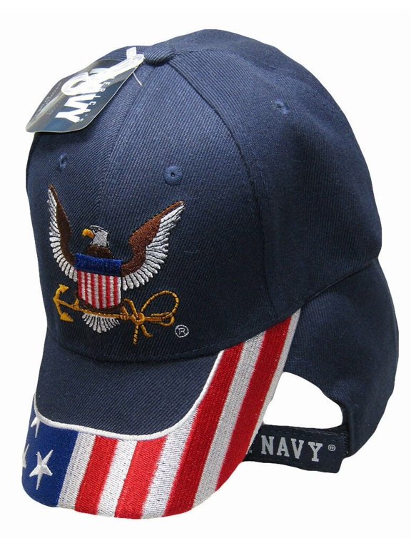 U.S. Navy USN Eagle Anchor Patriotic USA American Flag Blue Embroidered Cap Hat