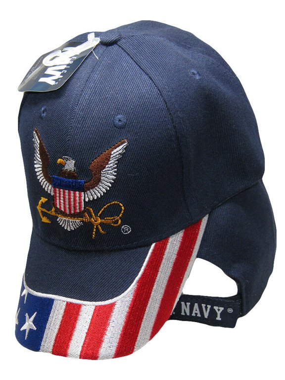 U.S. Navy USN Eagle Anchor Patriotic USA American Flag Blue Embroidered Cap Hat