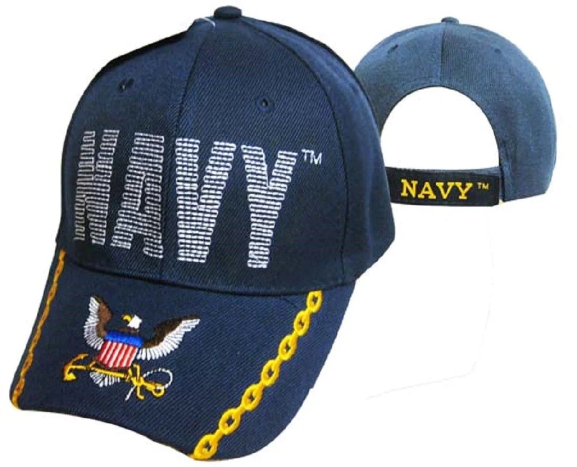 U.S. Navy Embroidered Cap - Olive Green Military Hat With Stitched Letters