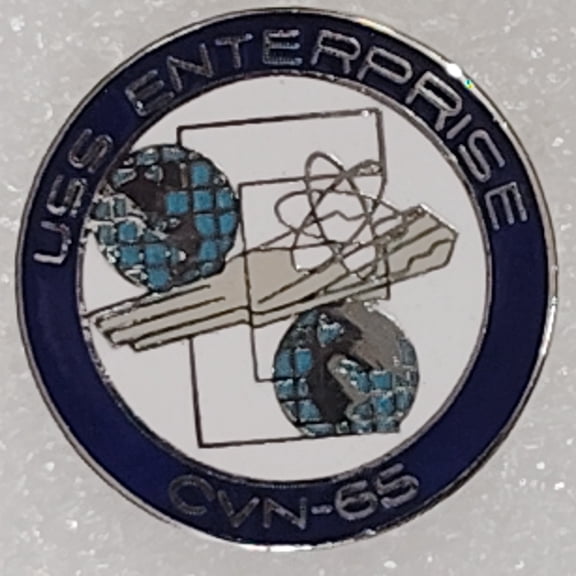 U.S. Navy USS Enterprise CVN-65 Novelty Hat/Lapel/Brooch Pin, Enamel Metal, Rubber Back