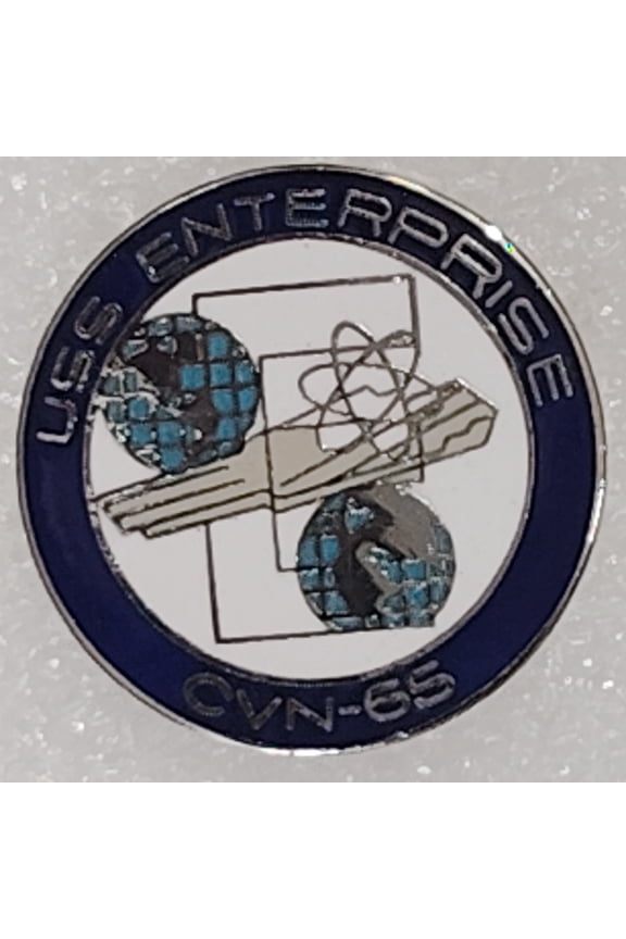 U.S. Navy USS Enterprise CVN-65 Novelty Hat/Lapel/Brooch Pin, Enamel Metal, Rubber Back