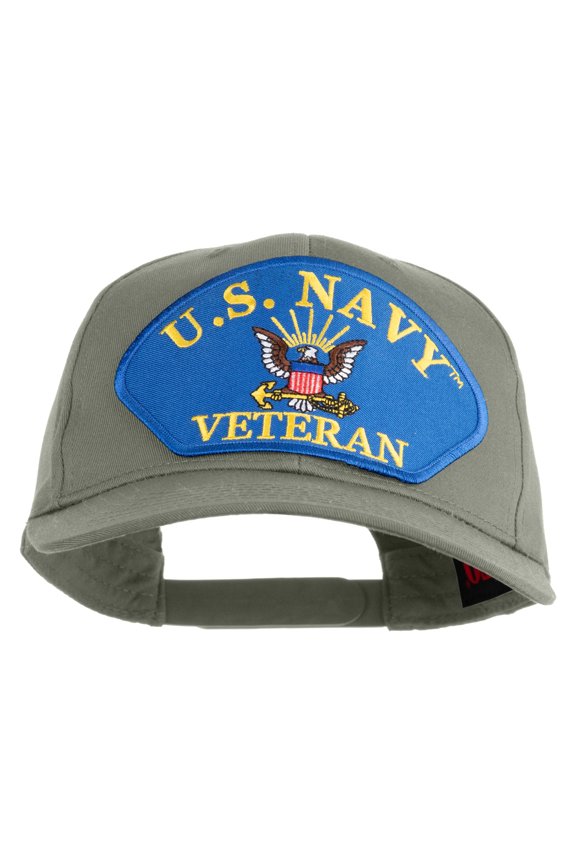 U.S. Navy Veteran Blue Eagle Patched Solid Cotton Twill Pro Style Cap - Grey OSFM