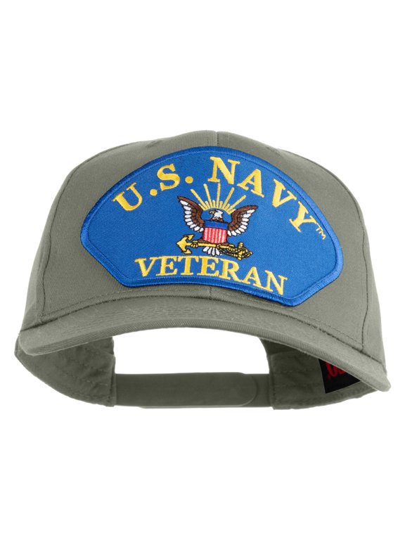 U.S. Navy Veteran Blue Eagle Patched Solid Cotton Twill Pro Style Cap - Grey OSFM