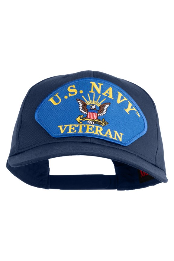 U.S. Navy Veteran Blue Eagle Patched Solid Cotton Twill Pro Style Cap - Navy OSFM