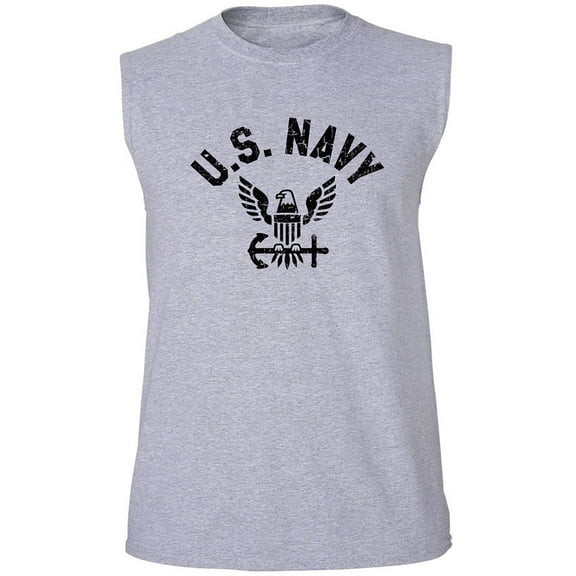 U.S. Navy Vintage Arch Logo with black ink Adult Sleeveless Tee