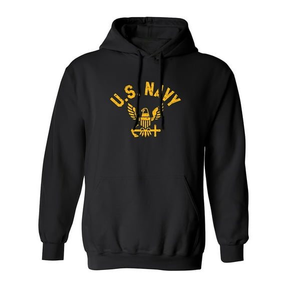 U.S. Navy Vintage Arch Logo with gold ink Adult Hooded Sweatshirt