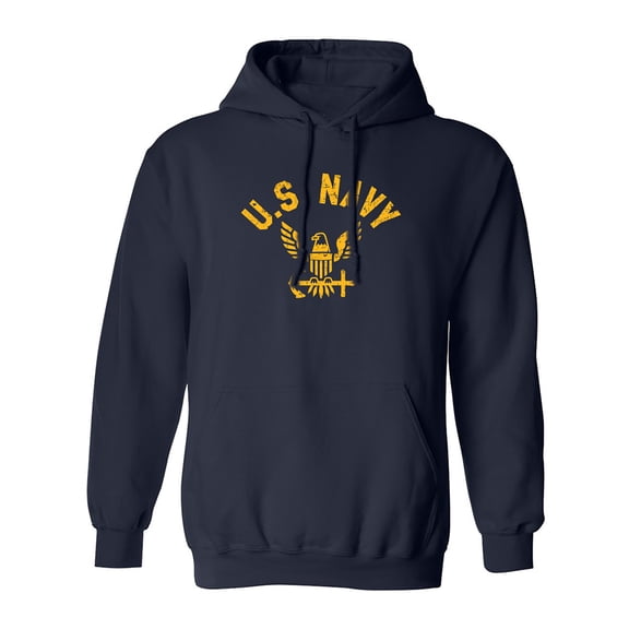 U.S. Navy Vintage Arch Logo with gold ink Adult Hooded Sweatshirt