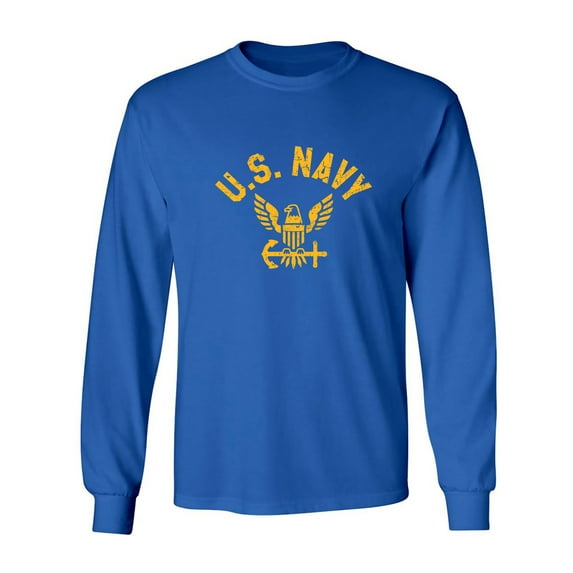 U.S. Navy Vintage Arch Logo with gold ink Adult Long Sleeve T-shirt