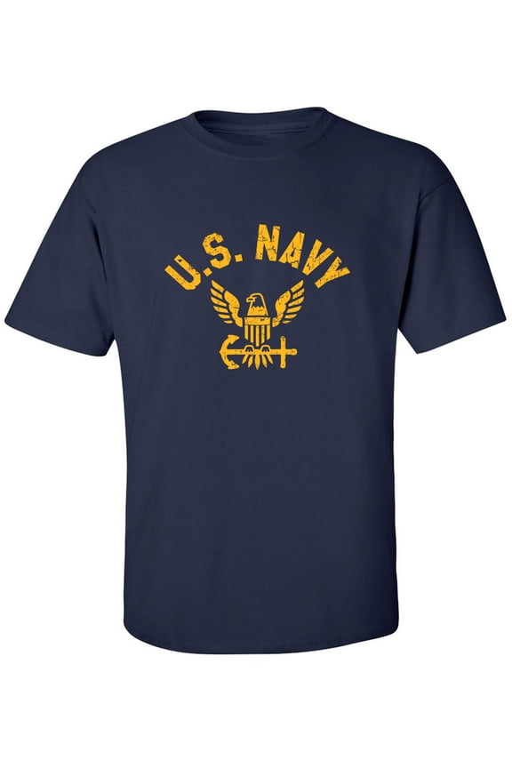 U.S. Navy Vintage Arch Logo with gold ink Adult Short Sleeve T-shirt