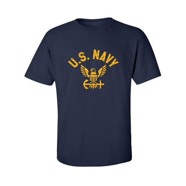 U.S. Navy Vintage Arch Logo with gold ink Adult Short Sleeve T-shirt