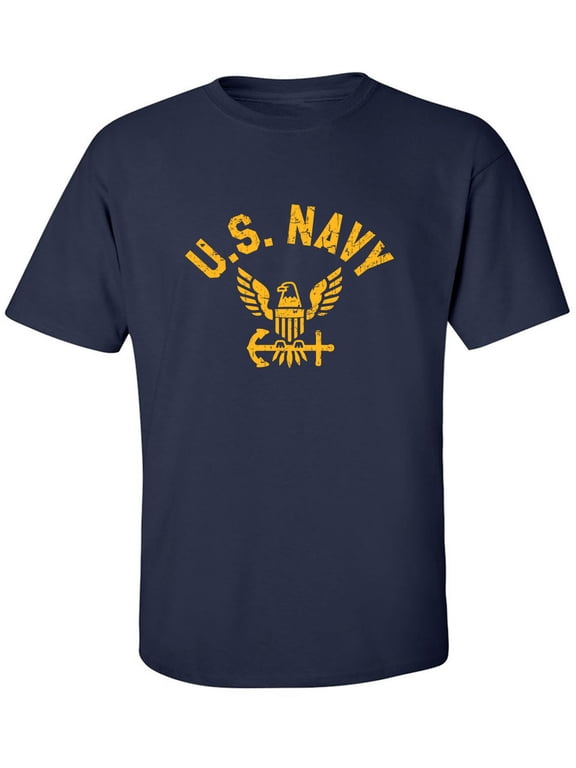 U.S. Navy Vintage Arch Logo with gold ink Adult Short Sleeve T-shirt