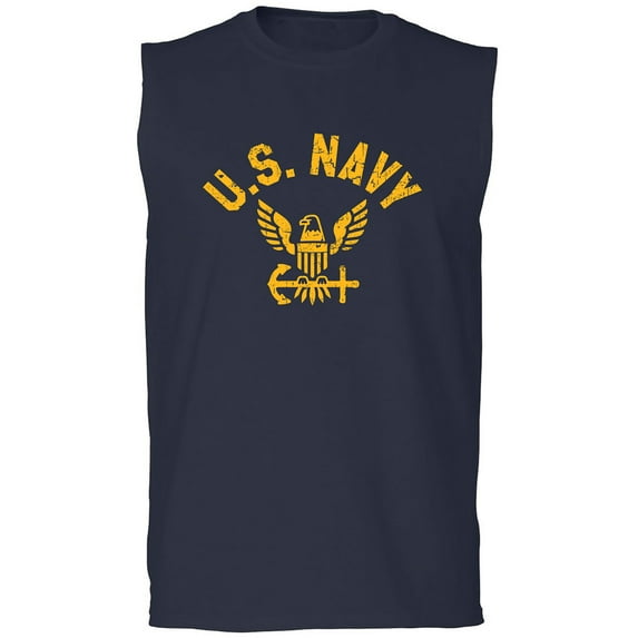 U.S. Navy Vintage Arch Logo with gold ink Adult Sleeveless Tee