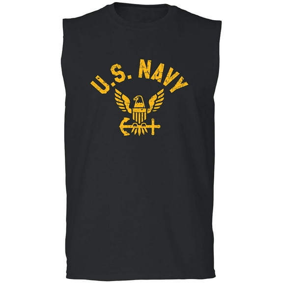 U.S. Navy Vintage Arch Logo with gold ink Adult Sleeveless Tee